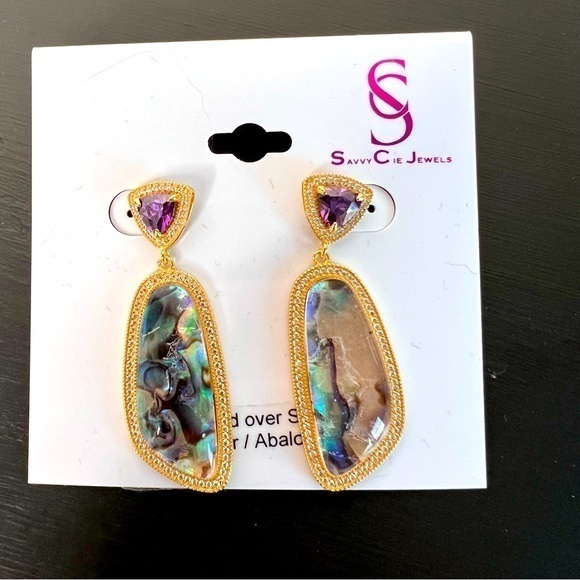 Savvy Cie Jewelry - Savvy Cie Abalone 14k gold plated drop earrings NWT